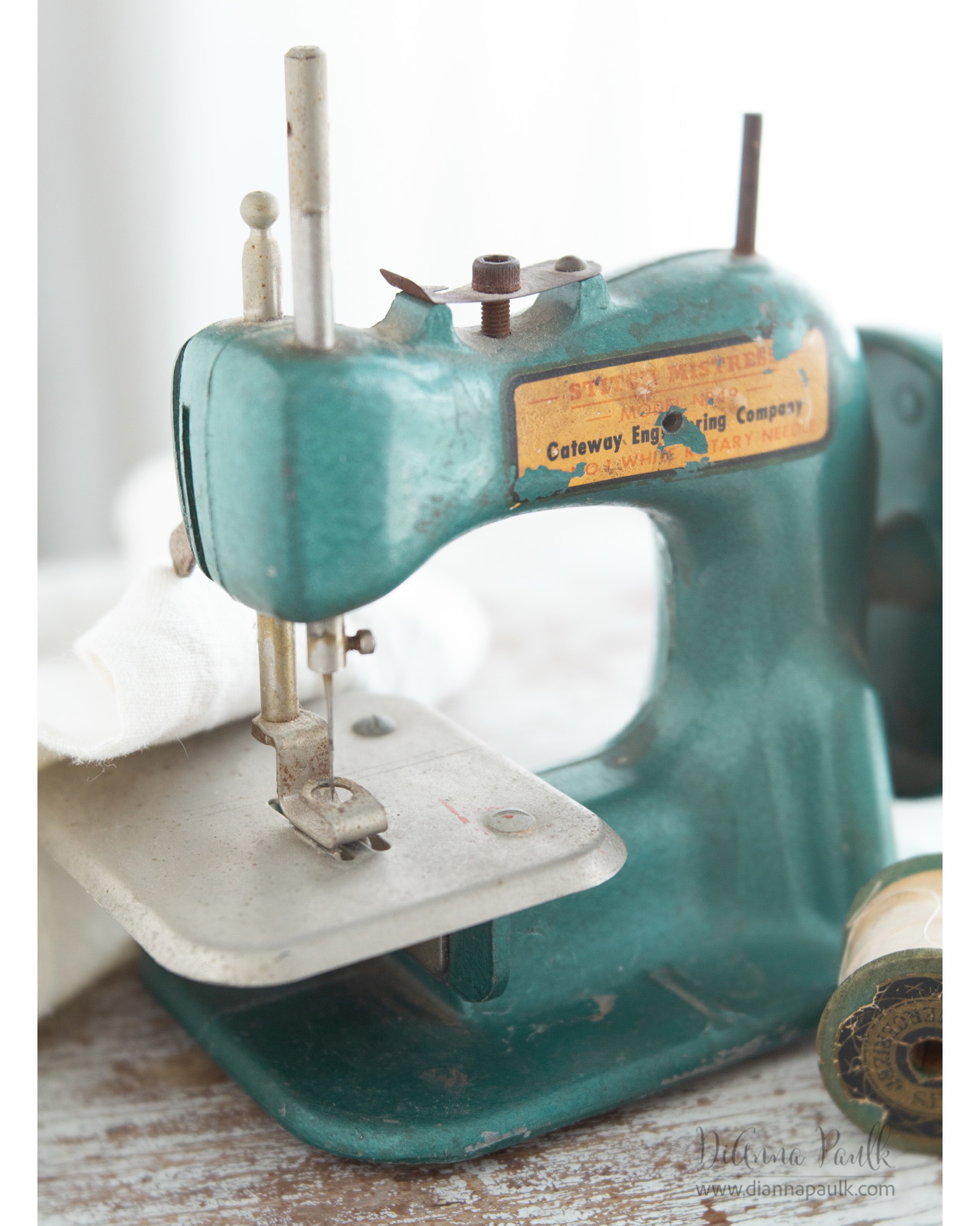 August Color Chase Challenge: Faded Turquoise

Vintage Stitch Mistress toy sewing machine — Manufactured in the late 1940s to early 1950s by Genero Machine Works in Long Beach, California.  This really worked!  It used manual power via a rotating handwheel with a wooden handle.  Unfortunately, my wooden handle is missing.  It used a single thread to create a chain stitch, which would easily unravel if the thread was pulled. It was known for unique mid-century colors.  This one was originally teal but has faded over the years so it worked for the faded turquoise challenge this month.

Canon 5D Mark III, Lensbaby Velvet 56 @ f/4, 1/125s, ISO 1000, window light.

#colorchasechallenge #ccc_fadedturquoise #diannapaulkphotography #shootextraordinary #stitchmistress @colorchasechallenge